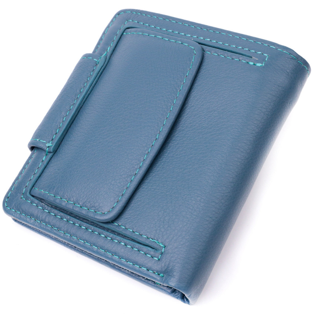 Красивое кожаное портмоне с монетницей снаружи для стильных женщин ST Leather 19457 Бирюзовый Киев - изображение 10