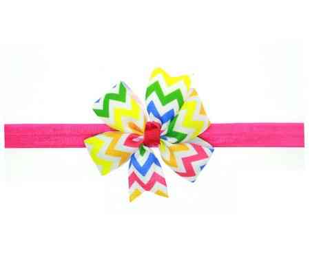 Детская повязка в полоску разноцветная - окружность 36-48см, размер банта 9см Киев