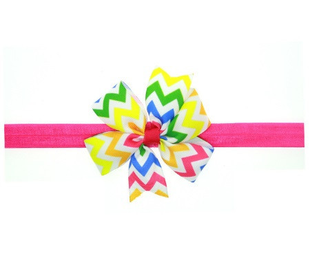 Детская повязка в полоску разноцветная - окружность 36-48см, размер банта 9см Киев - изображение 1