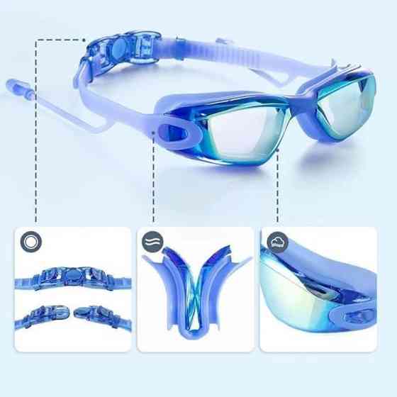 Синие очки для плавания с берушами и защитой от УФ Киев