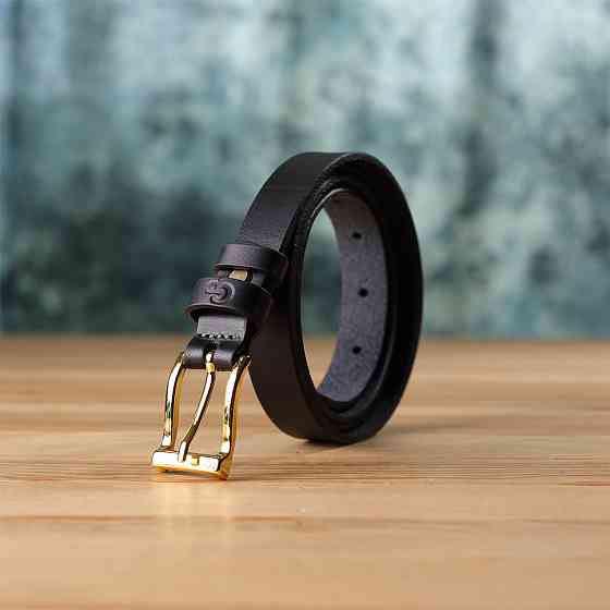 Тонкий кожаный ремень для женщин GRANDE PELLE 22947 Черный Киев