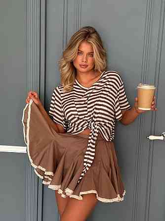 Женская воздушная романтичная мини юбка Капучино Одесса