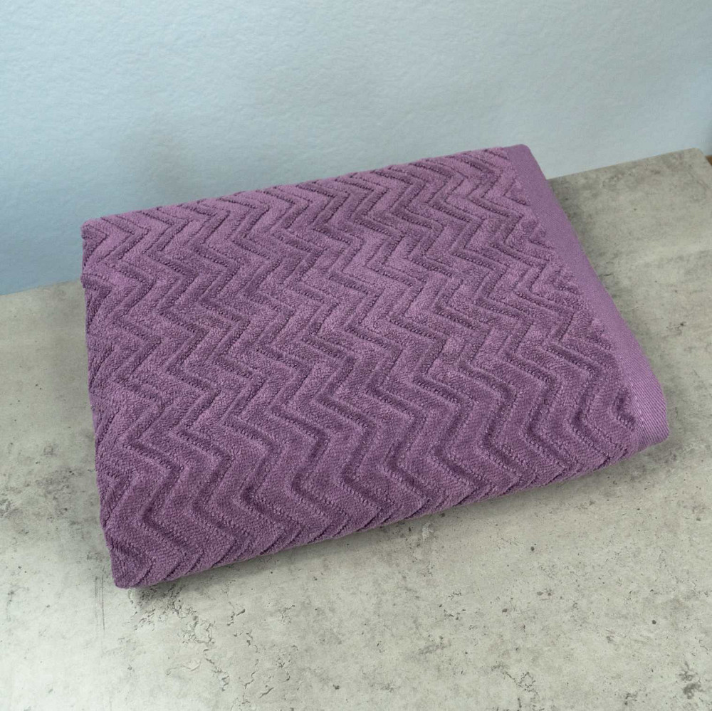 Набор махровых полотенец Жаккардовых с велюром 3шт GM Textile 40x70см, 50x90см, 70x140см 550г/м2 (Темно-Фиолетовый) Сумы - изображение 3