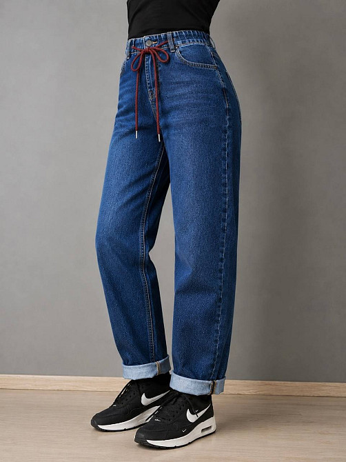 Джинсы женские Vanver 2110 Mom Jeans бананы на резинке большие размеры синие, синий, З6, 36, 100 см, 125 см Киев - изображение 5