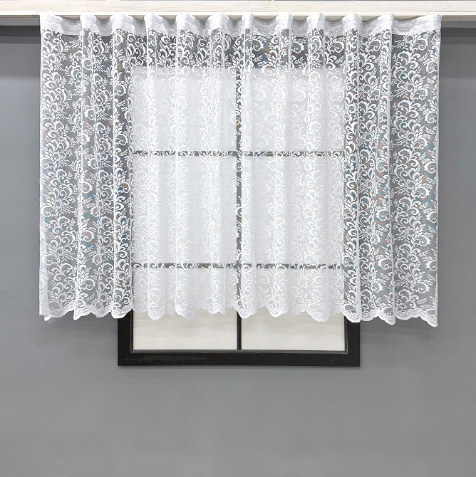 Короткая тюль, высотой 1,2м, жаккард цвет белый 871т Киев - изображение 1