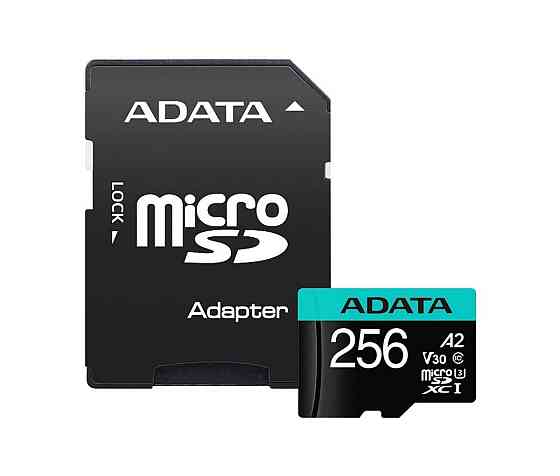 microSDXC (UHS-1 U3) A-DATA Premier Pro 256Gb Class 10 V30S A2 (R-100Mb/s W85Mb/s) (adapter SD) Киев