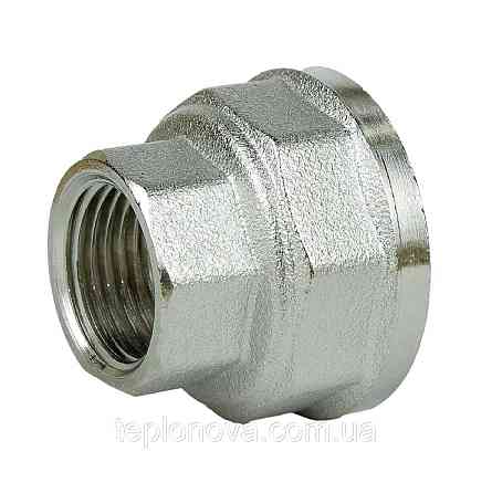 Муфта редукционная никелированная 3/4″ВР х1/2″ВР штампованная восьмигранная А0342А(нк) VA Черновцы