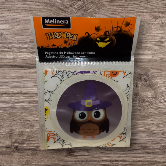 Наліпка на Хелловін 8 см зі світлодіодами Сова сірий Київ