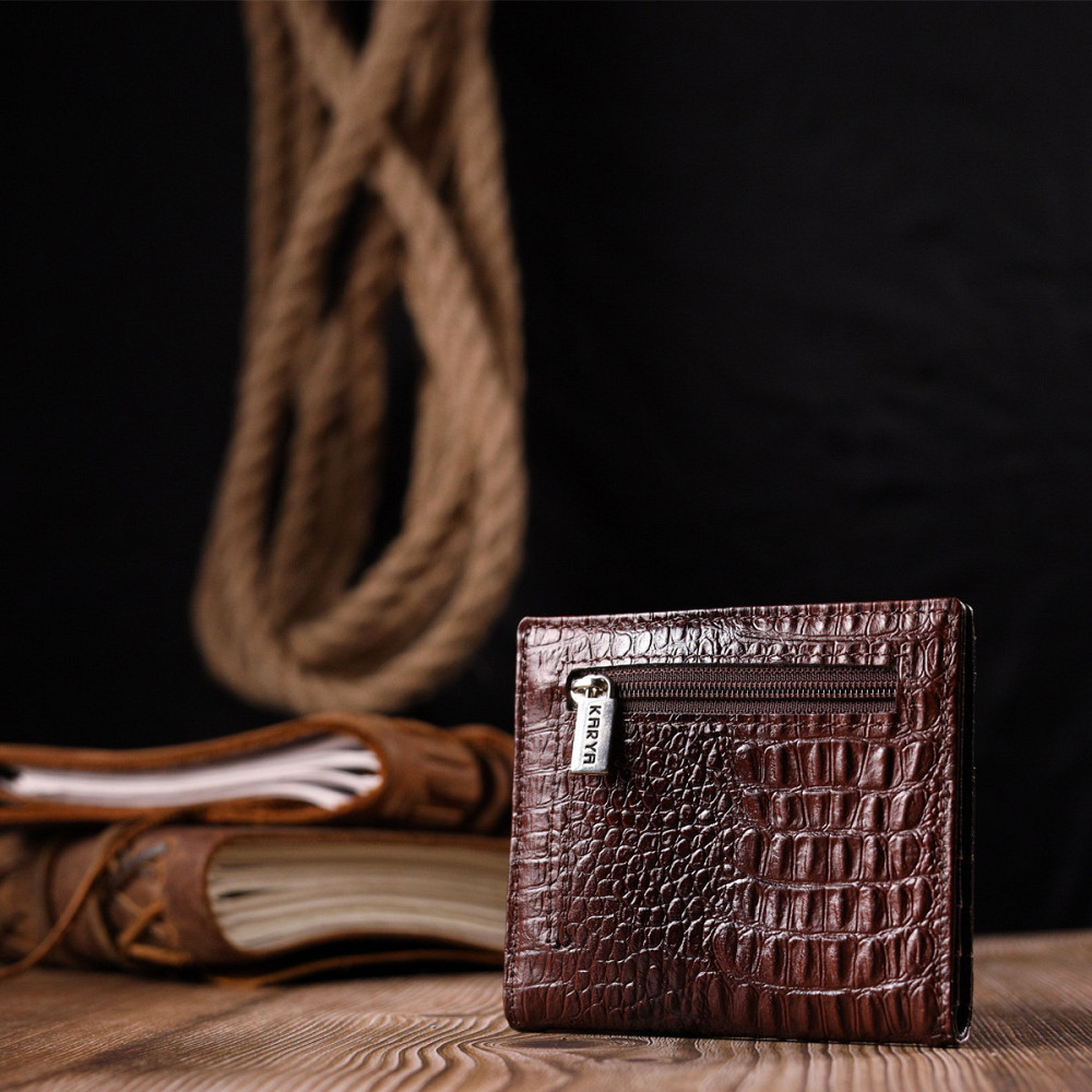 Красивая визитница из натуральной фактурной кожи KARYA 20994 Коричневый Киев - изображение 2