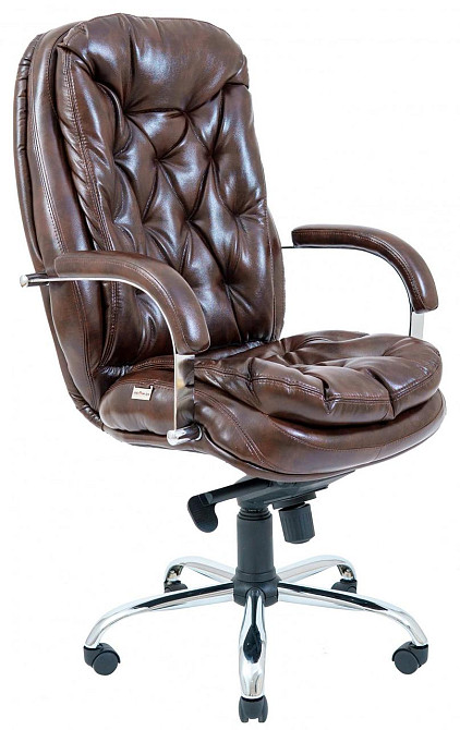 Офисное Кресло Руководителя Richman Venice Madras Dark Brown Хром М2 AnyFix Коричневый Днепр - изображение 1