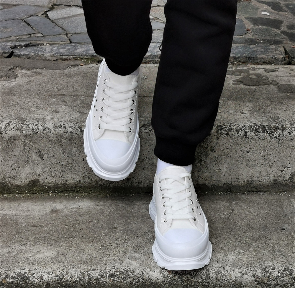 Женские Кроссовки Кеды на Танкетке Белые Слипоны Мокасины на Платформе (размеры: 36,37,38,39,40,41) - 33-2 Днепр - изображение 6