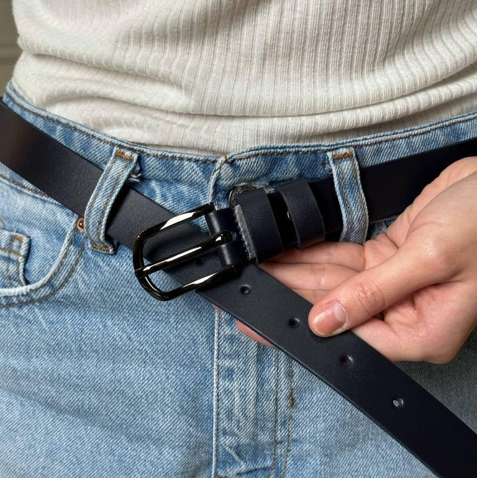 Ремень кожаный черного цвета Каменское - изображение 1