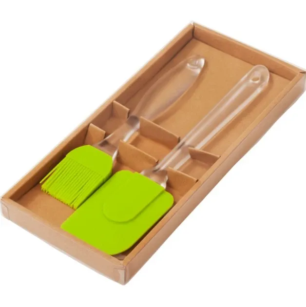 Набір кухонний лопатка + пензлик Пластик / Силікон, зелений колір Одеса - фото 1