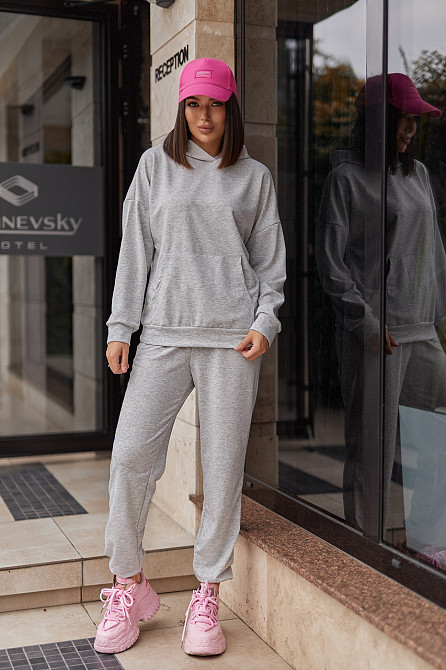 Спортивний костюм худі та джогери "Dante" | Норма і батал | Розпродаж моделі Сірий, 50-52 Київ - фото 1