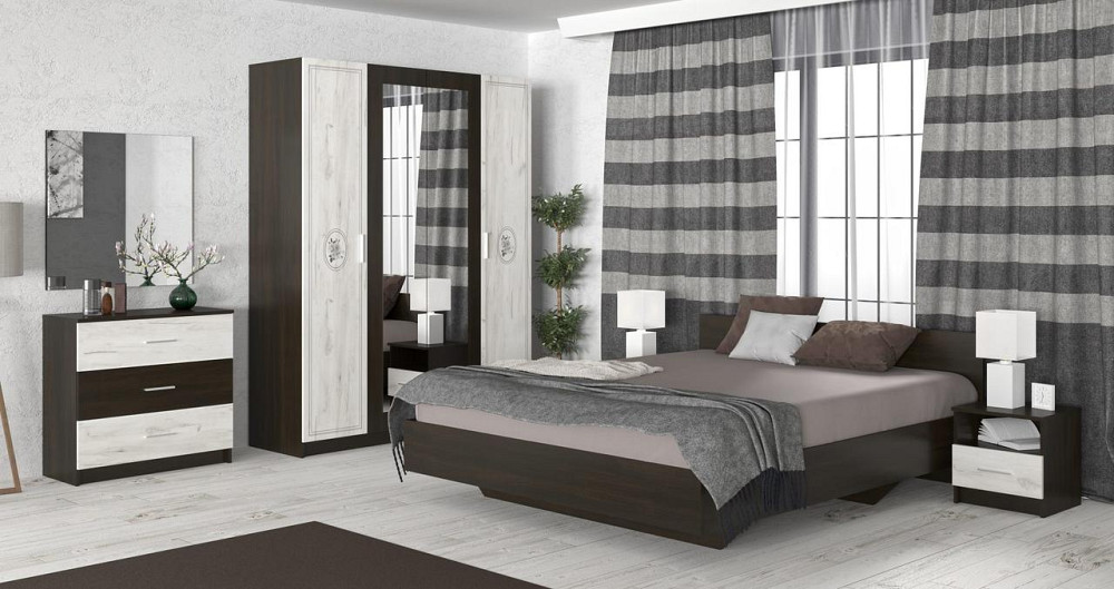 Шафа 4Д Араміс - Ш1600 х В2034 х Г512 мм - Венге + Дуб крафт білий Львів - фото 3