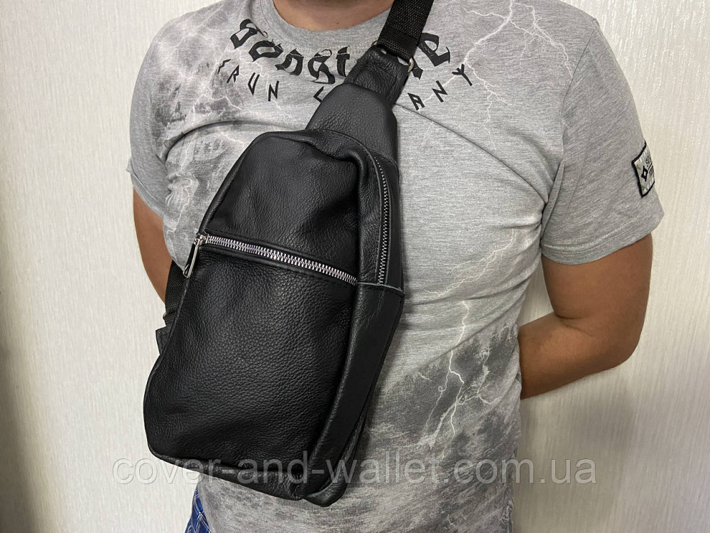 Кожаная мужская сумка-слинг через плечо PS Leather Киев - изображение 6