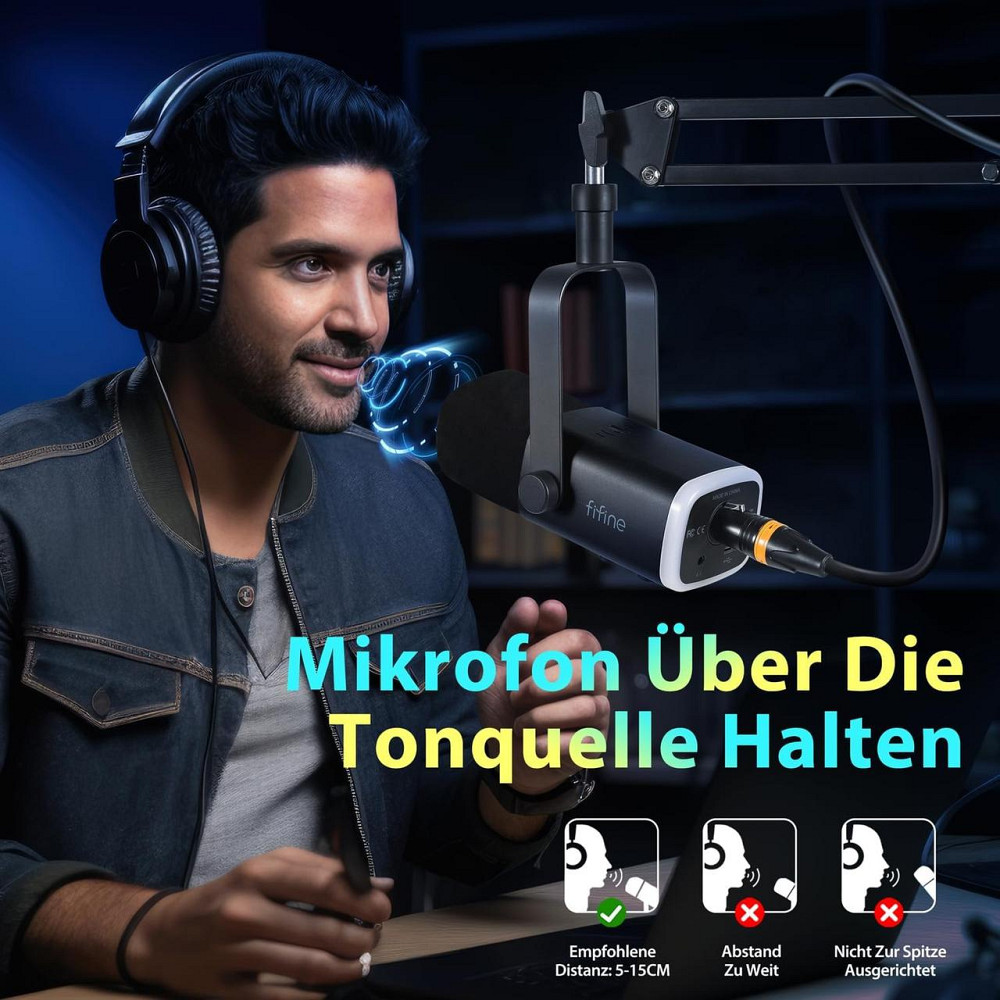 Микрофон динамический стриминговый потоковый с кронштейном RGB-подсветкой для студии подкастов гейминга ПК Киев - изображение 7