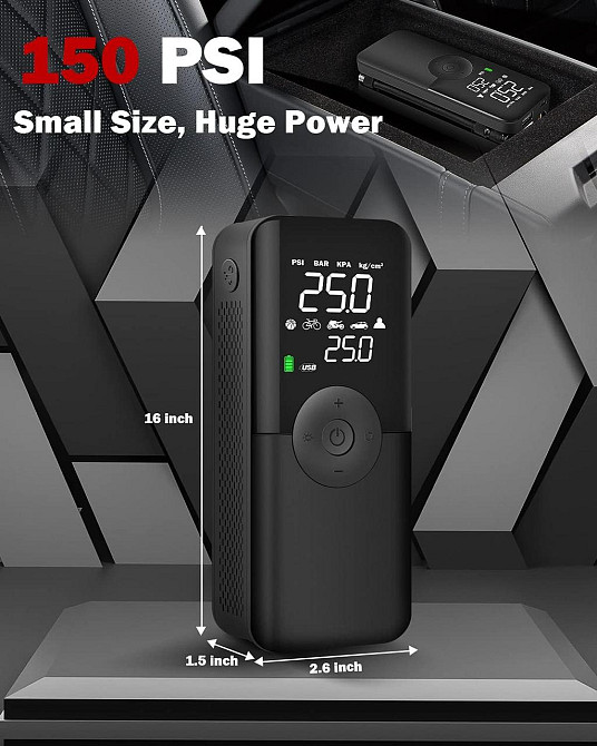 Автомобільний насос для шин із функцією павербанка Київ - фото 14