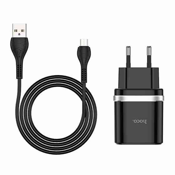 Мережевий зарядний пристрій HOCO C12Q Smart QC3.0 charger set(Micro) 18W Black Киев