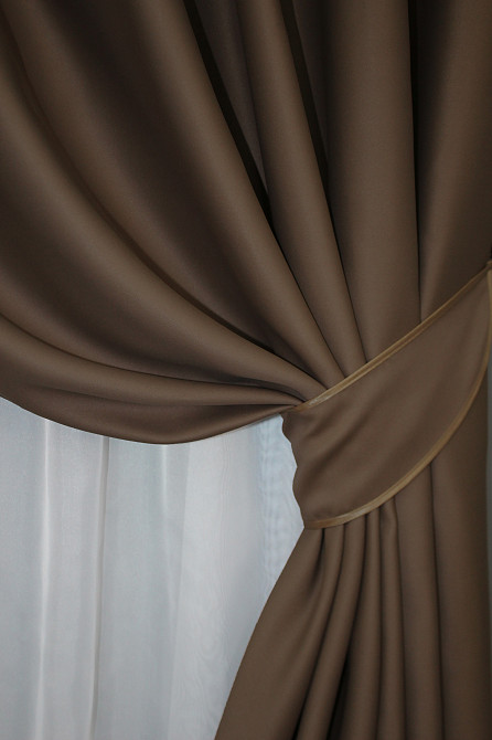 Комплект штор на люверсах VR-Textil Bagema Rvs № 1238ш Шоколадний 150х250 см 2 шт (37-0024) Київ - фото 4