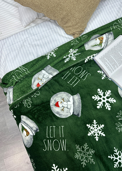 Плед-покривало Decorator WellSoft 200х220 см з різдвяним принтом Зелений (87-170) Київ - фото 2