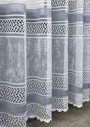 Короткий тюль жакард, висотою 2м, колір білий з сірим 1938т Київ