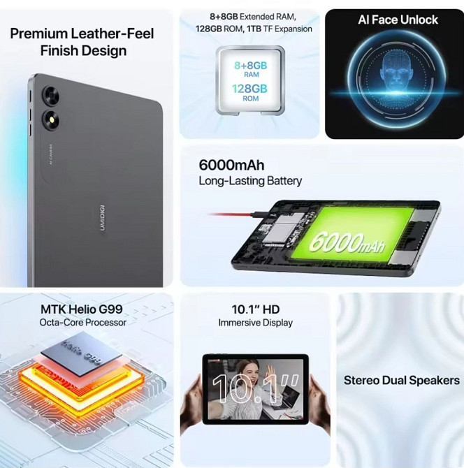Планшет Uhidigi G3 Tab Ultra 8+8/128Gb. Helio G99,10.1