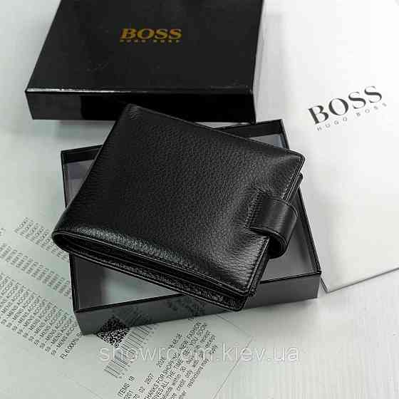 Великий шкіряний гаманець на застібці з монетницею Boss (6604) Київ