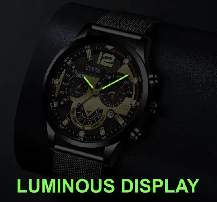 Подарочный набор для мужчин: наручные часы, 1 браслет и 1 ожерелье- диам 4,1 дл. 22см шир рем 2см, без коробки Киев - изображение 2