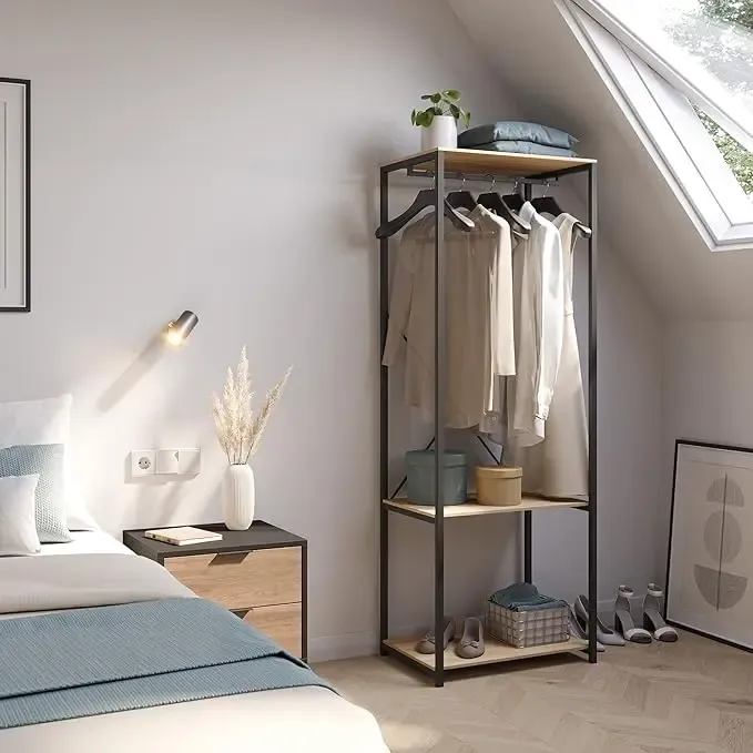 Металлическая вешалка для одежды / Стойка - рейка для одежды с полкой для обуви Коломия - фото 2