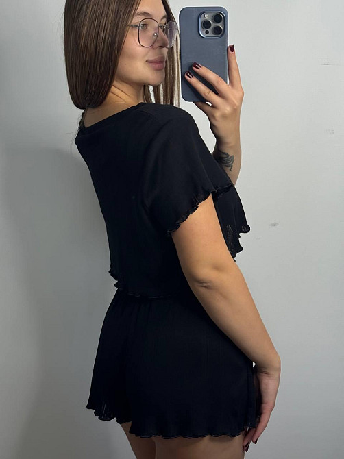 Трикотажний жіночий комплект для дому Чорний M-L Харків - фото 4