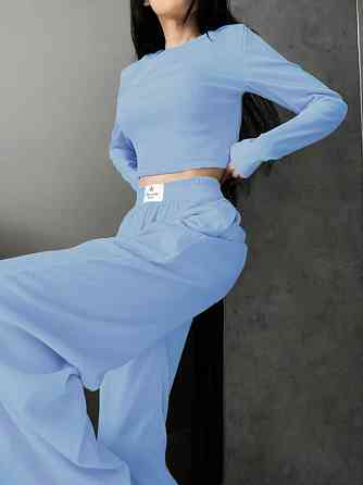 Жіночий костюм штани з лонгслівом Блакитний 46/48 Харків