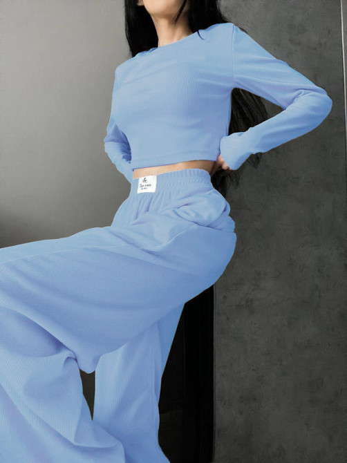 Жіночий костюм штани з лонгслівом Блакитний 46/48 Харків - фото 1