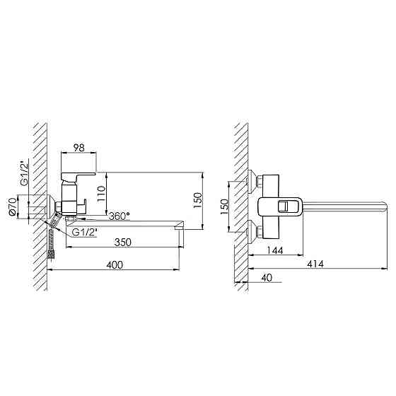 Змішувач для ванни Lidz Wawel 005 з поворотним виливом (з душовим гарнітуром) (k35) LDWAW005WHI45399 White Київ