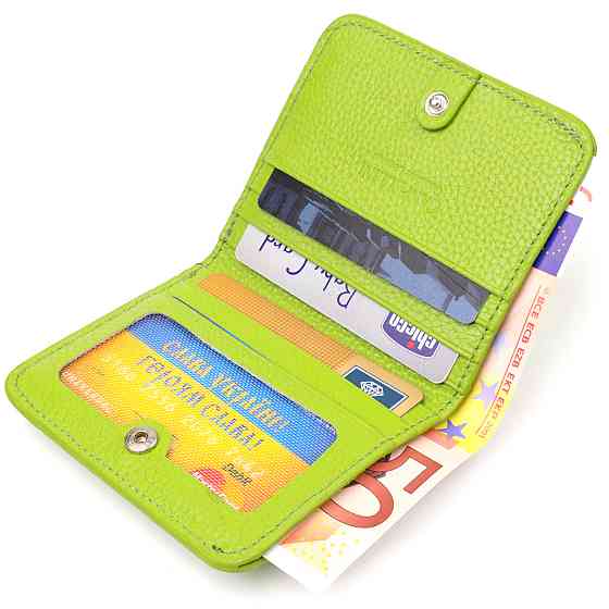 Яскравий жіночий гаманець невеликого розміру з натуральної шкіри CANPELLINI 21799 Салатовий Київ