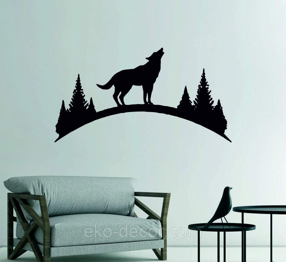 Декоративное настенное Панно «Волк», Декор на стену 70*37 см, Черный Киев - изображение 3