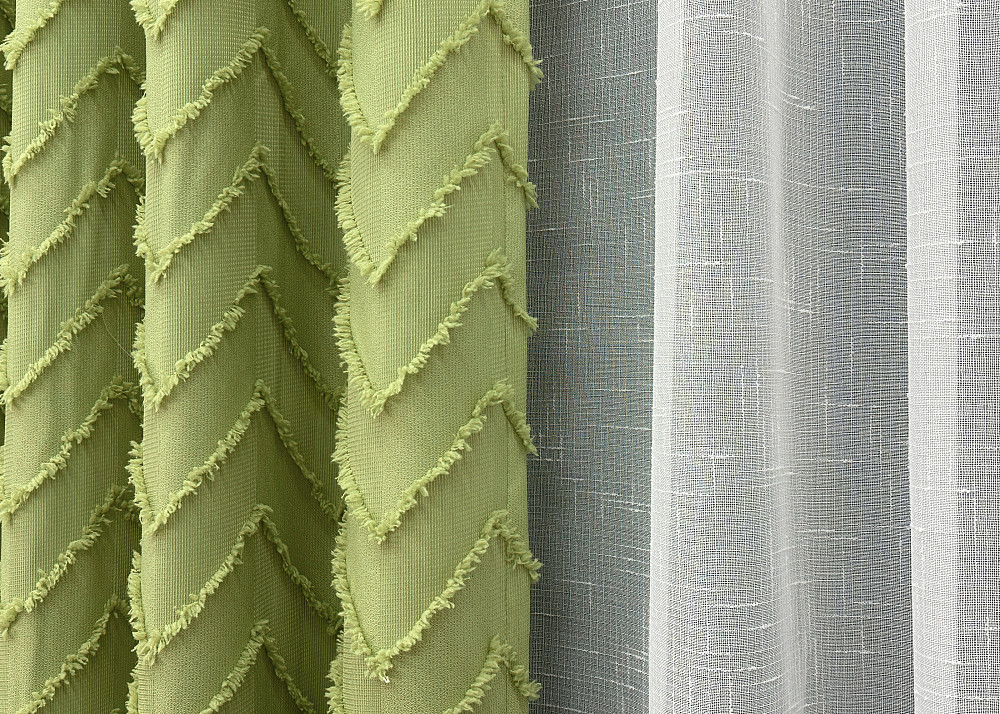 Комплект штор VR-Textil Лен Букле 200х270 2шт и Тюль 500х270 1805ш-115т Оливковый с белым 71-044/6 Киев - изображение 6