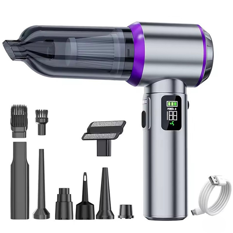 ABS Автомобільний мініпилосос акумуляторний 6000 мА·год бездротовий Сірий HP-11-6703BSV Коломия - фото 1