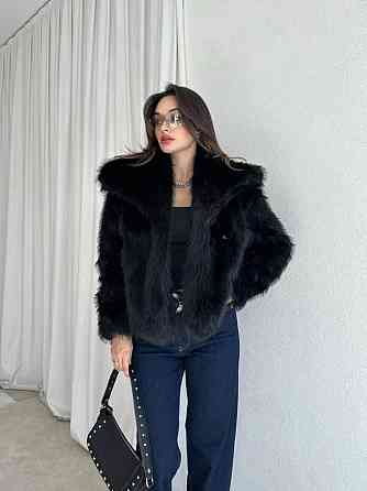 Женская стильная короткая шуба с большим воротником искусственный мех Черный, 42 Одесса