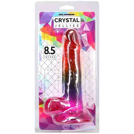 Фалоімітатор Doc Johnson Crystal Jellies - Realistic cock with balls 8.5 Inch - Rainbow Sex Aura Київ