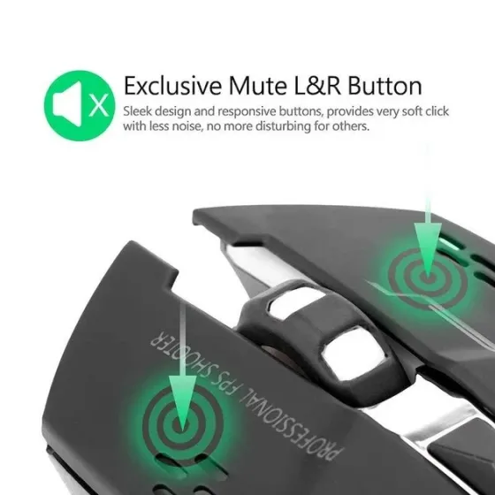 Бездротова ігрова безшумна миша Gaming Mouse Silent Professional FPS SHOOTER (RGB підсвічування, 800-1600 DPI) Одеса