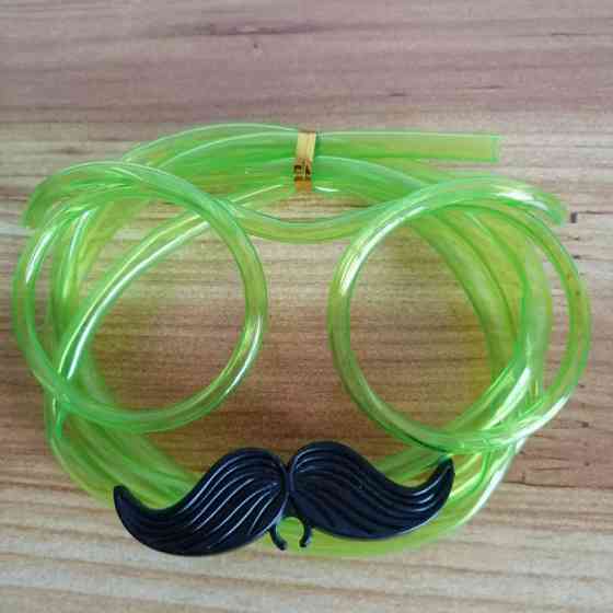 Окуляри трубочка дитячі з вусами для пиття one size зелений Київ