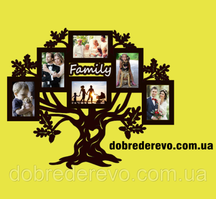 Фоторамка в виде дерева дуба, фоторамка на 6 фото, декор для стен Вижница - изображение 8