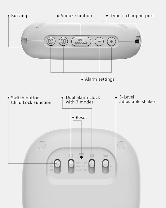 Вібраційний будильник Roxicosly CR1027 Луцьк - фото 4
