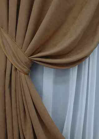 Комплект готовых штор VR-Textil Микровелюр Petek № 1516ш Капучино 100х285 см 2 шт (31-772) Киев