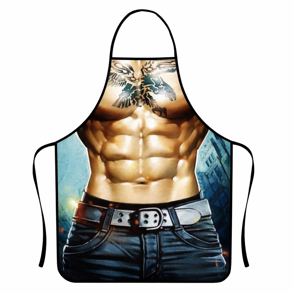 Фартук мужской кухонный с юмором голый торс 75 на 60 см разноцветный Киев - изображение 2