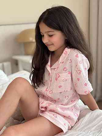 Дитяча піжама з мусліна шорти із сорочкою Рожевий 134-140 Харків