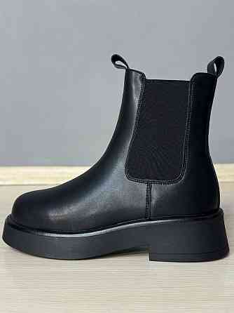 Черевики жіночі Hengji 958 челсі утеплені на хутрі шкіряні чорні, 38, 24 см Київ