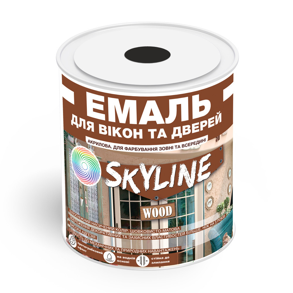 Акриловая эмаль для окон и дверей SkyLine Wood без запаха, с противогрибковым эффектом, чёрная, 0.75 л Харьков - изображение 9