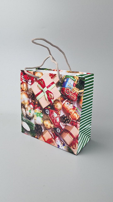 Новогодние, бумажные ,подарочные  пакеты с ручкой Чашка 16/16/8-026 (12 шт) Харьков - изображение 1